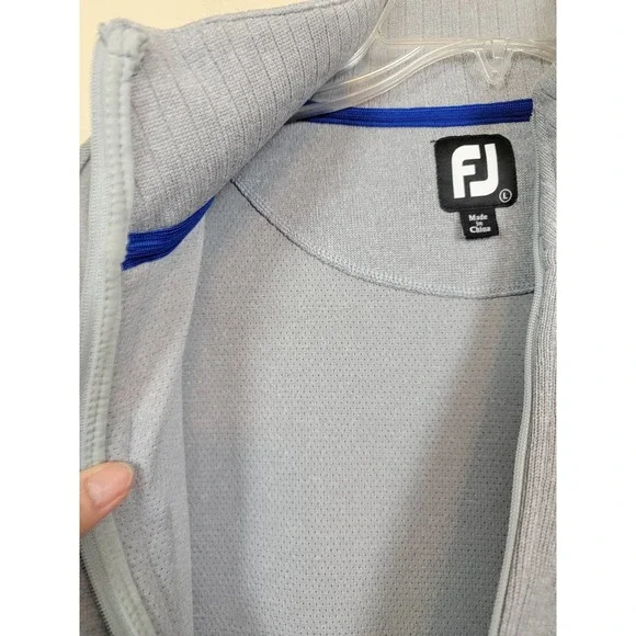 FootJoy Full Zip Gray Golf Jacket Men's Size Large Mock Neck Logo
